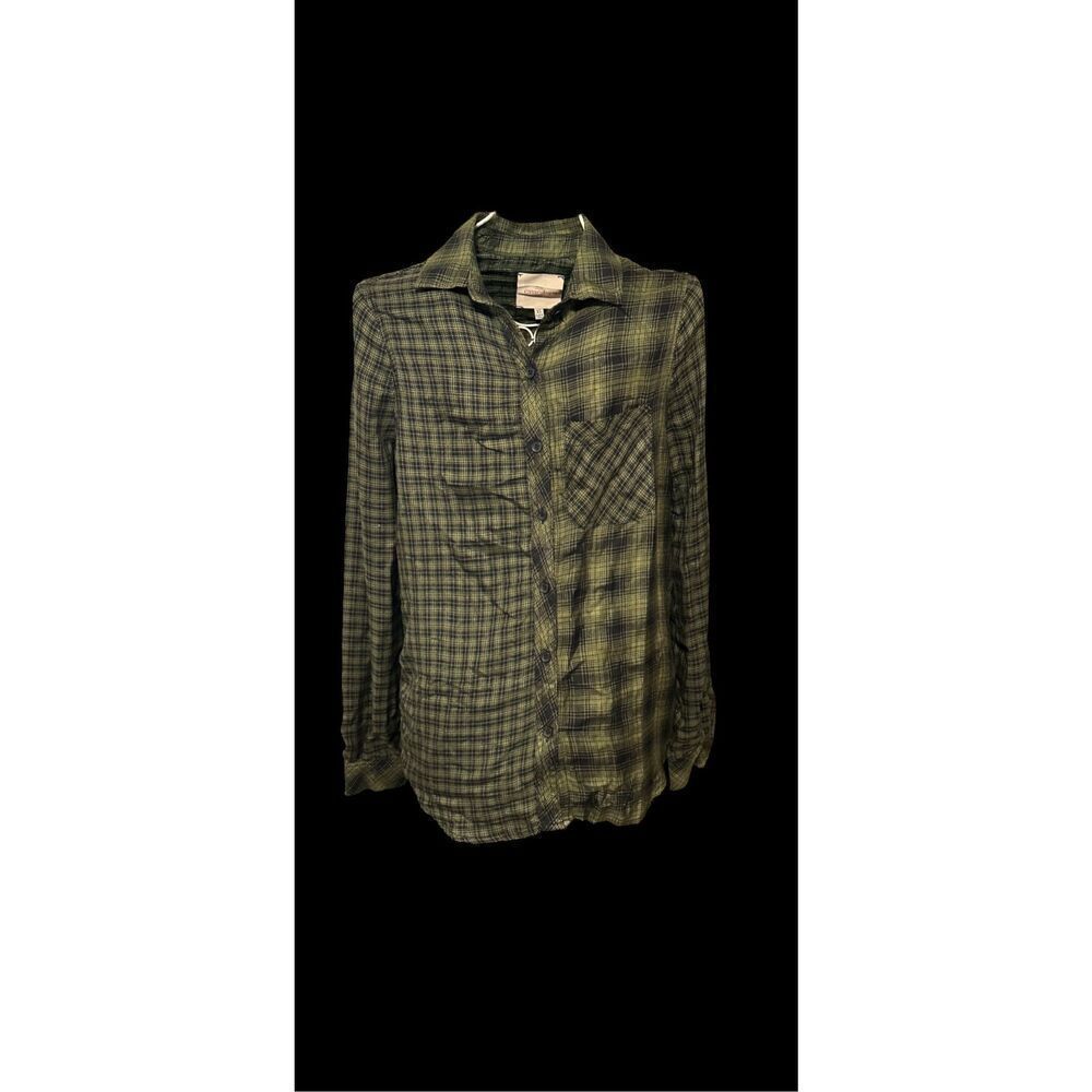 GREAT CONDITION Casablanca Brynn Woven WOMEN'S PLAID BUTTON DOWN SHIRT IN green
